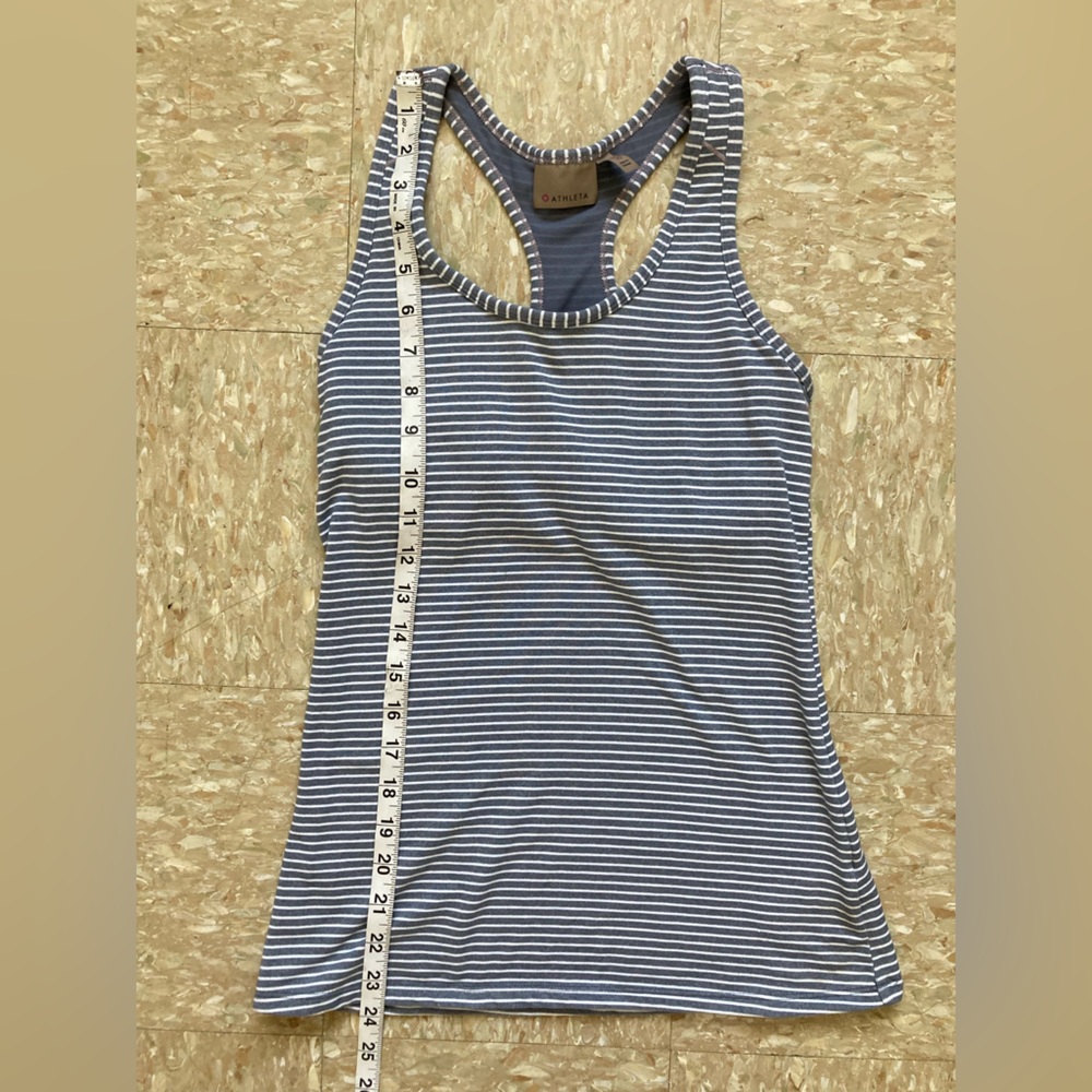 Athleta Blue and white striped racer back tank top XS - Picture 3 of 6